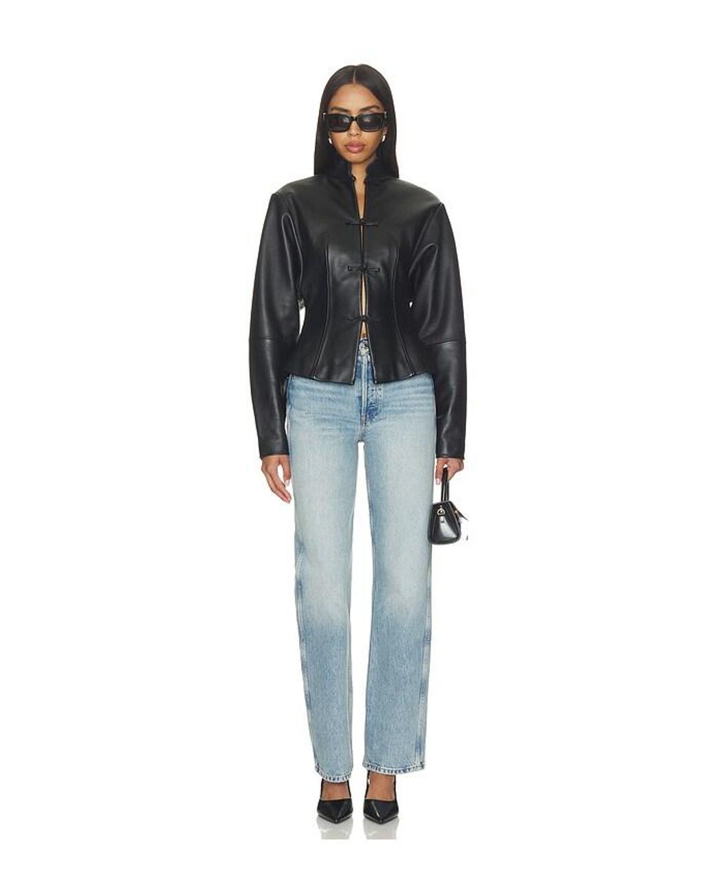 SAU LEE Black Anton Leather Tang Jacket