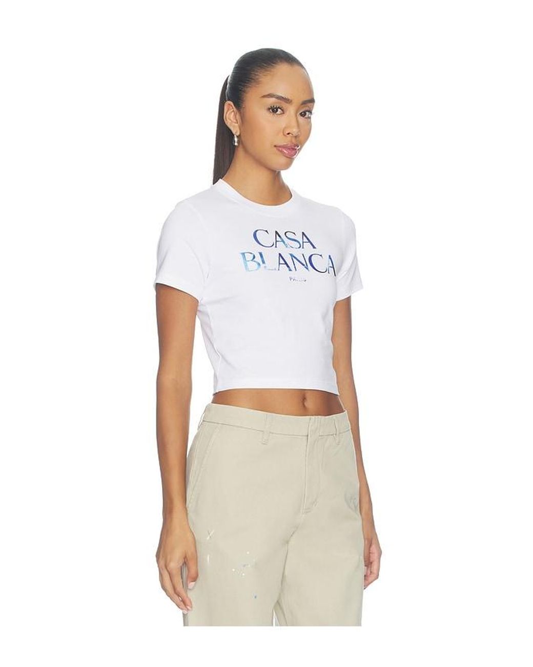 Casablanca White Cropped Baby Tee