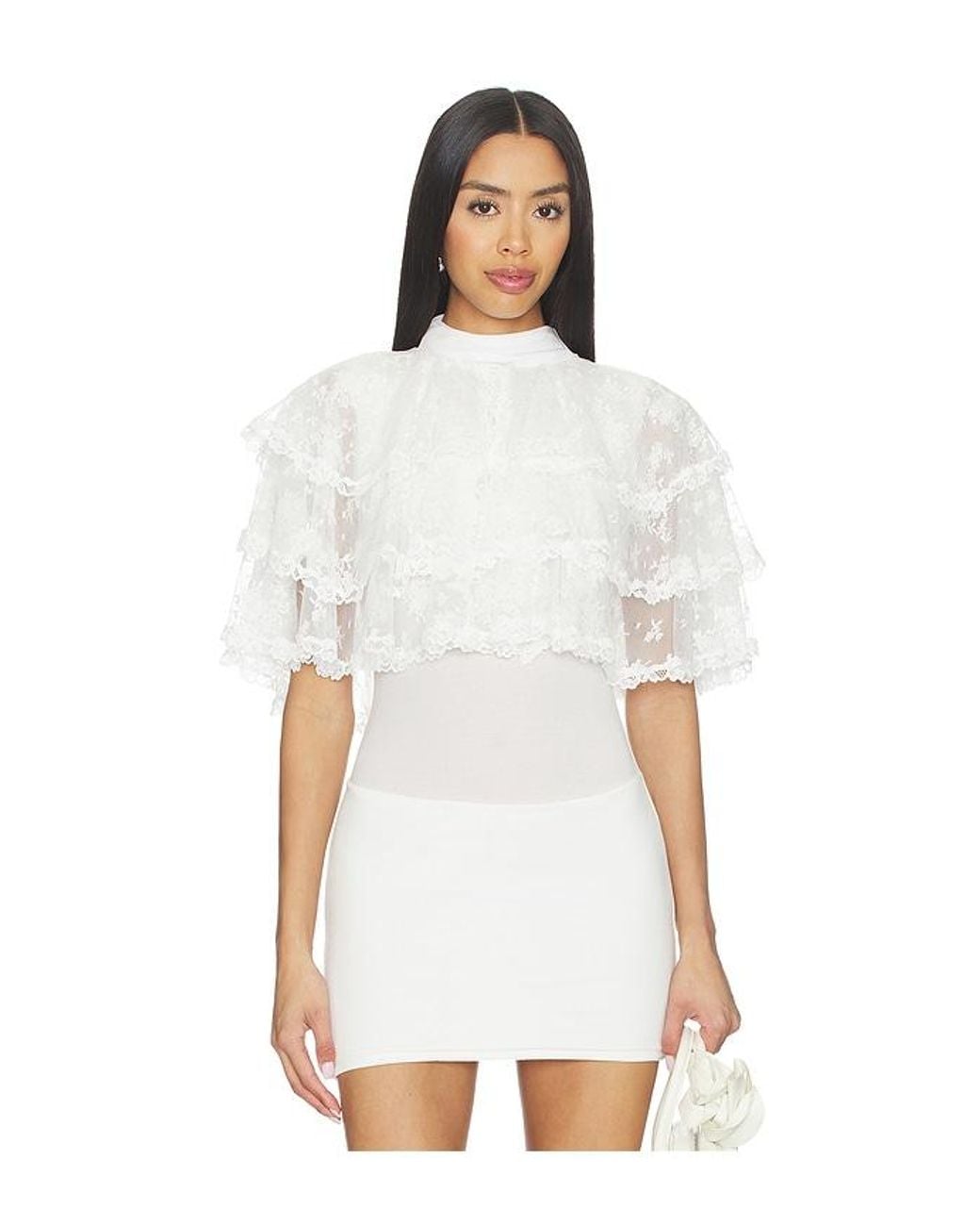 YUHAN WANG White Shell Button Lace Bolero
