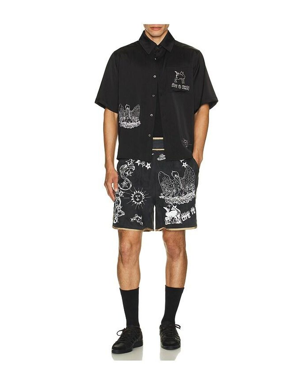 JUNGLES Black Scribbles Boxing Shorts for men