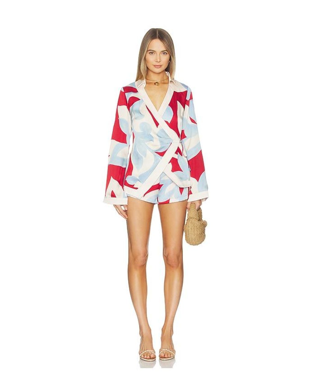 Seven Wonders Red Amoree Long Sleeve Wrap Shirt