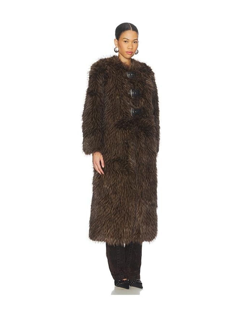 Apparis Black Nolwen Fox Maxi Coat
