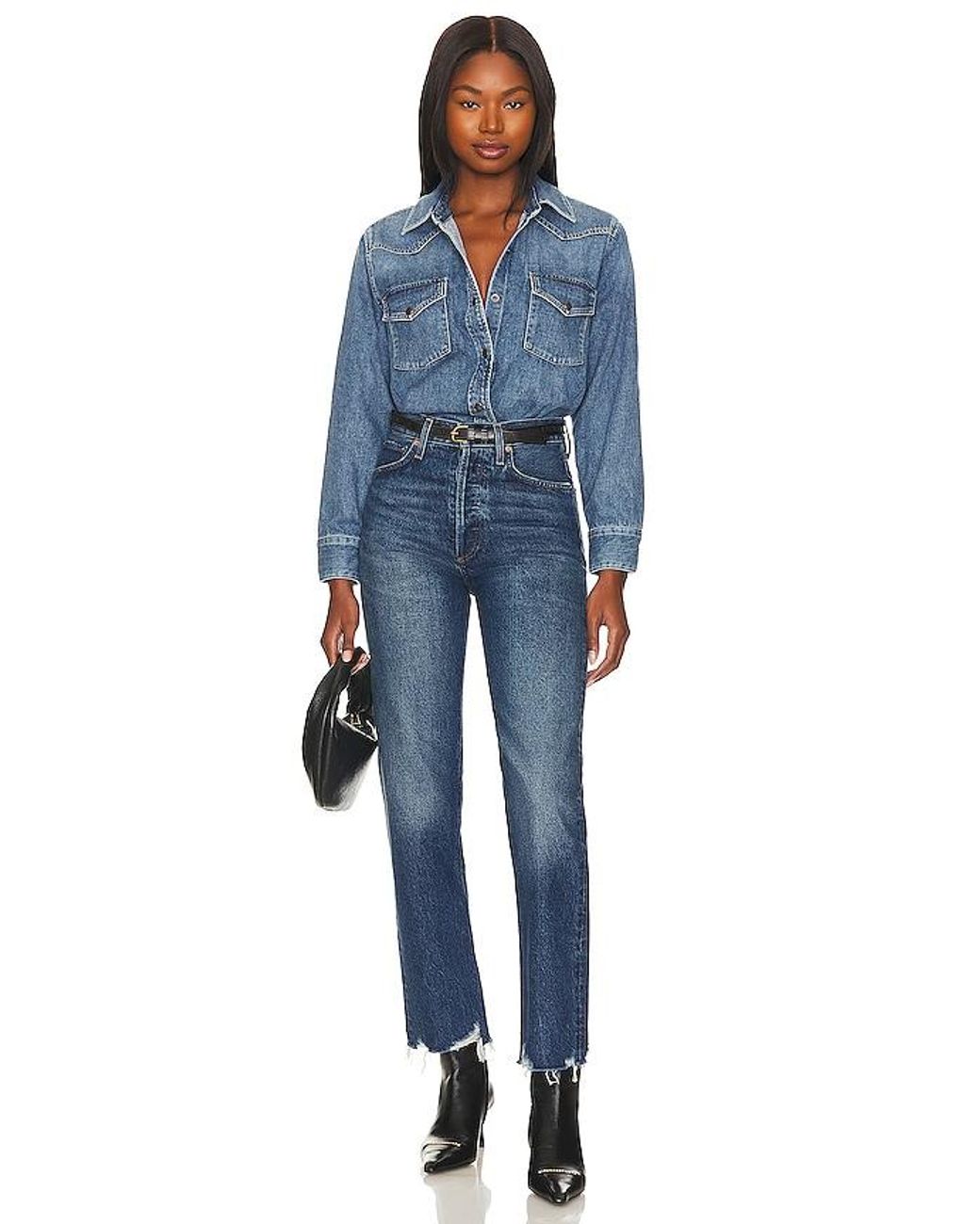Agolde Blue 90s Pinch Waist High Rise Straight