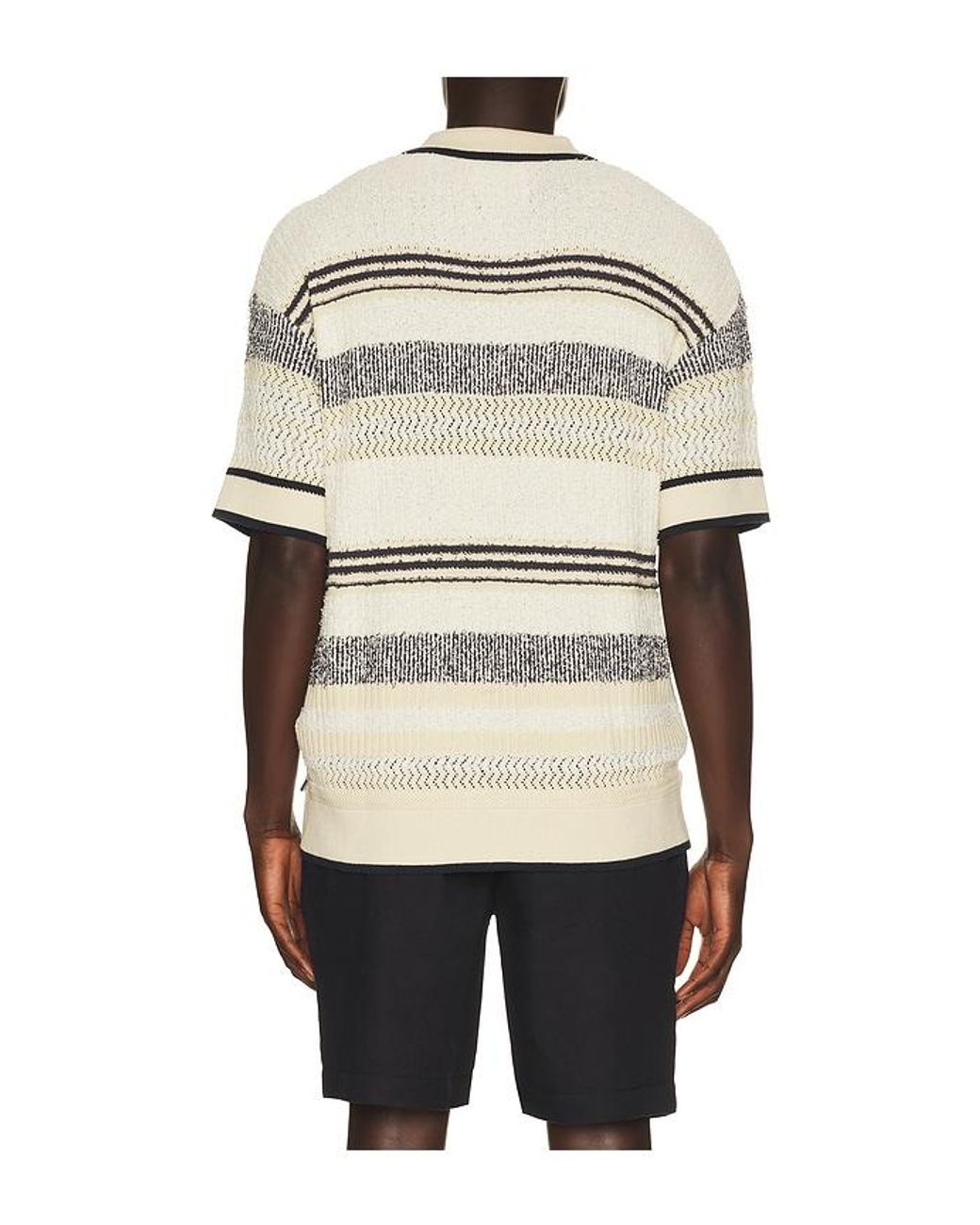 Scotch & Soda Natural Structured Dropped Shoulder Knitted Polo for men