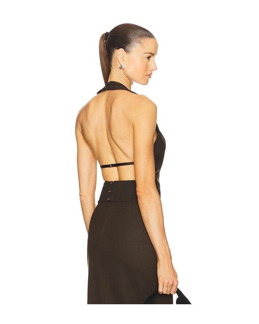 SAU LEE Black Nomi Suede Top