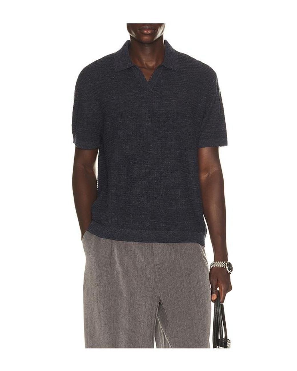 Theory Blue Brenan Pacific Linen Polo for men