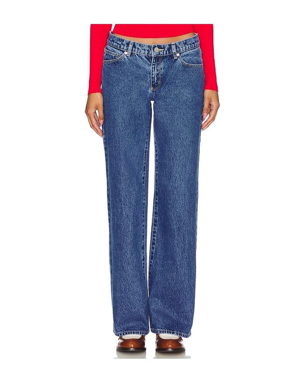 Pierna Recta A 99 En Color Mezclilla-Medio Talla (También En 33) A.Brand de color Blue