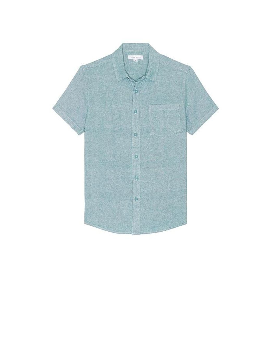 Vintage Summer Blue Linen Button Down Shirt for men