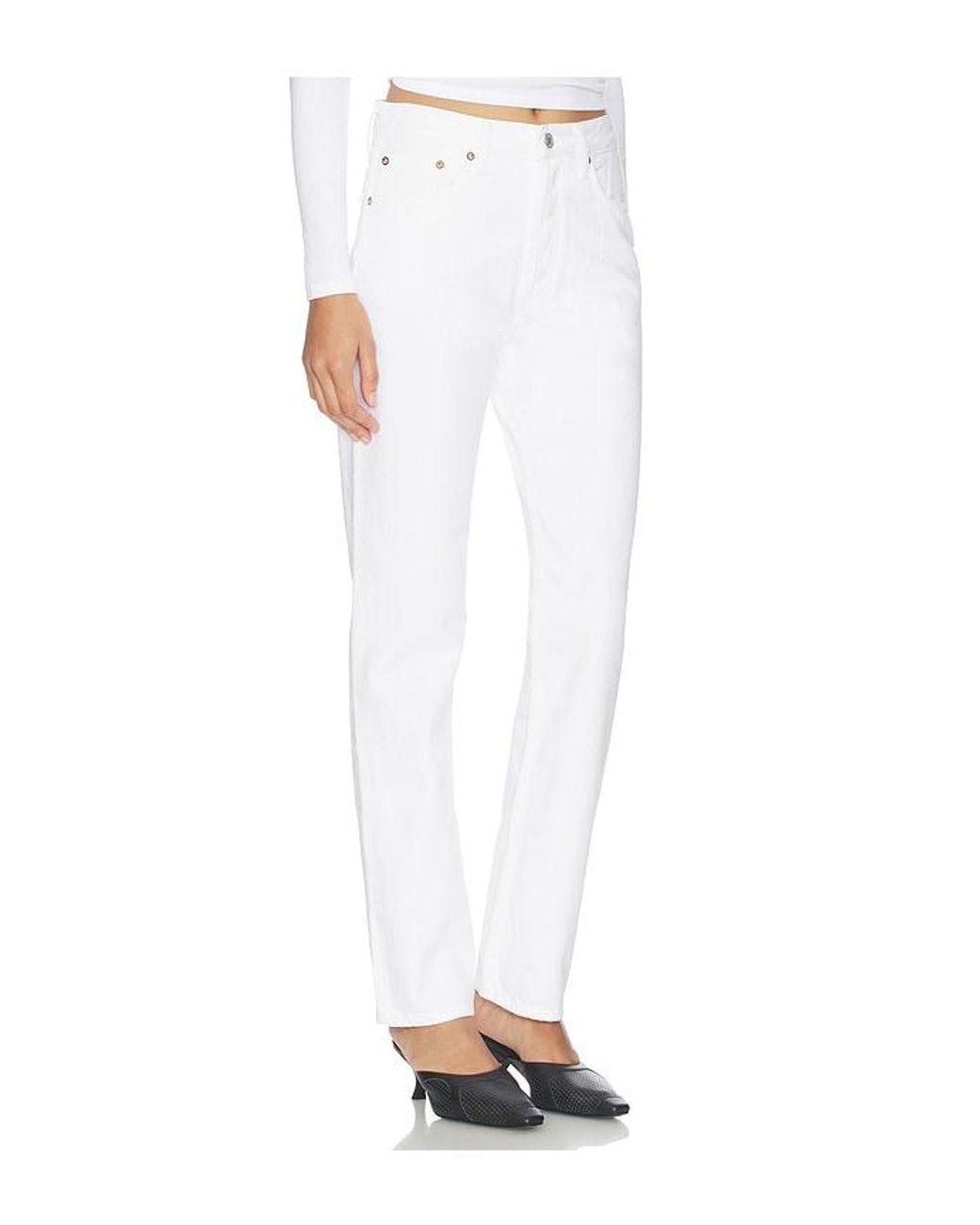 Agolde White Lana Relaxed Straight Jeans