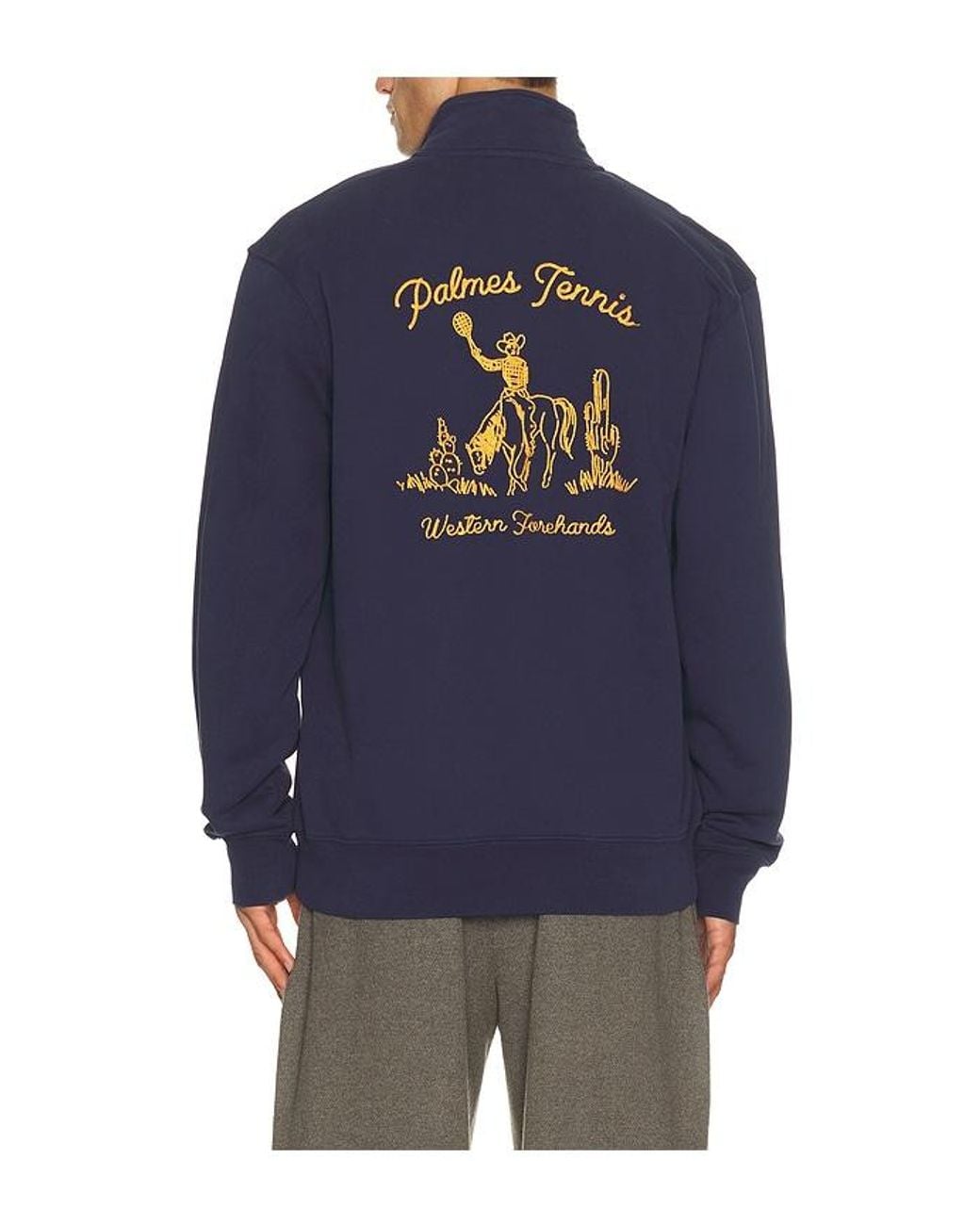 Palmes Blue Western Quarter-Zip Sweatshirt for men
