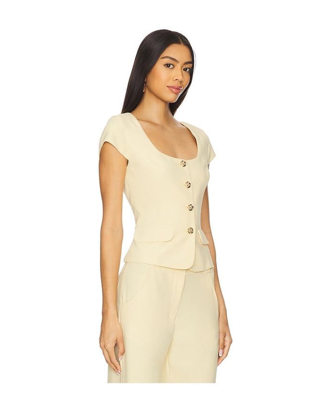 Amanda Uprichard Natural Short Sleeve Kya Top