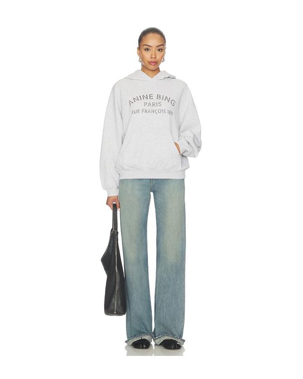 Anine Bing White Harvey Sweatshirt Paris Stencil