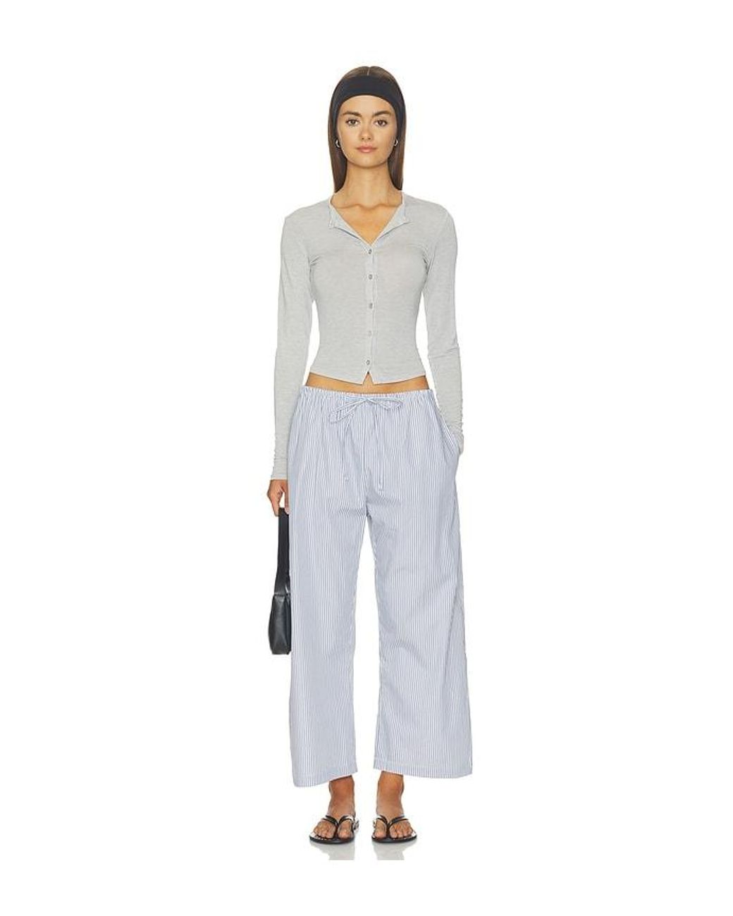 Leset Blue Yoshi Stripe Crop Drawstring Pant