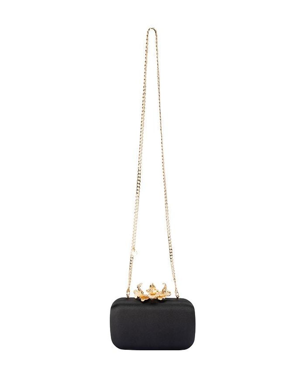 Olga Berg Black Adele Orchid Lock Clutch