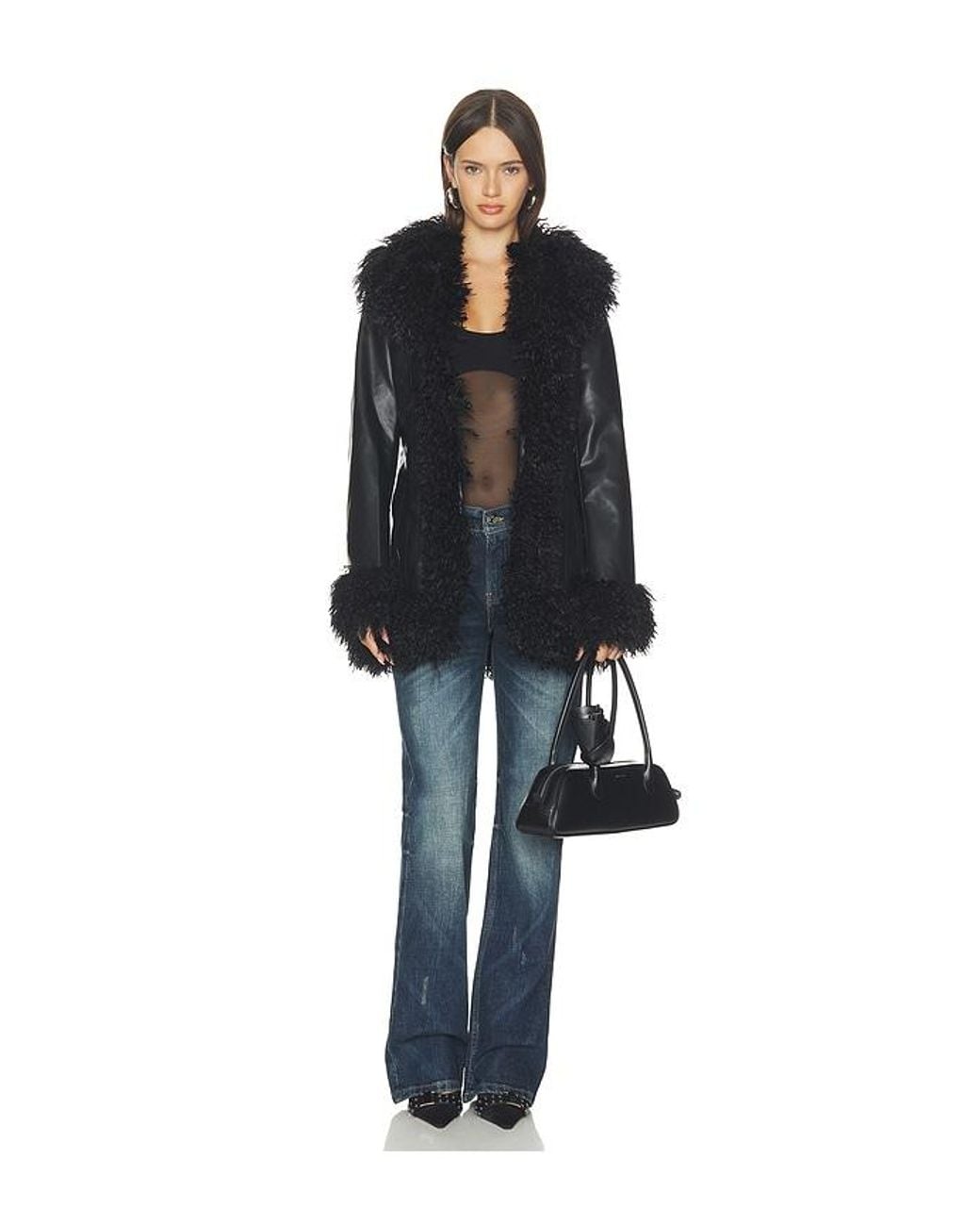 MORE TO COME Black Athena Shaggy Jacket