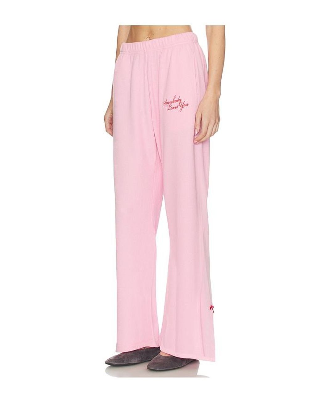 The Mayfair Group Pink Somebody Love You Wide Leg Sweatpants