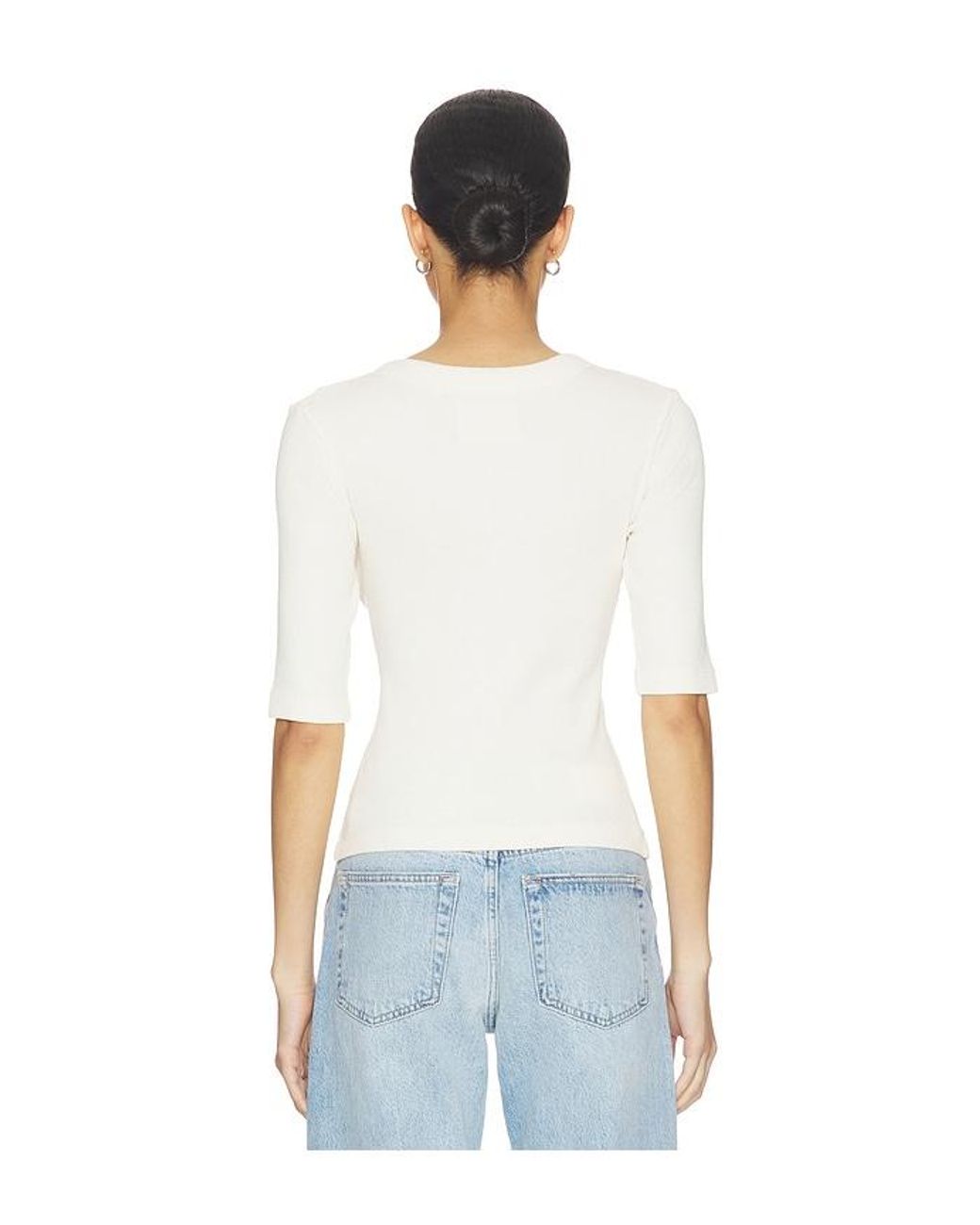 Citizens of Humanity White Nali Short Sleeve Henley Top