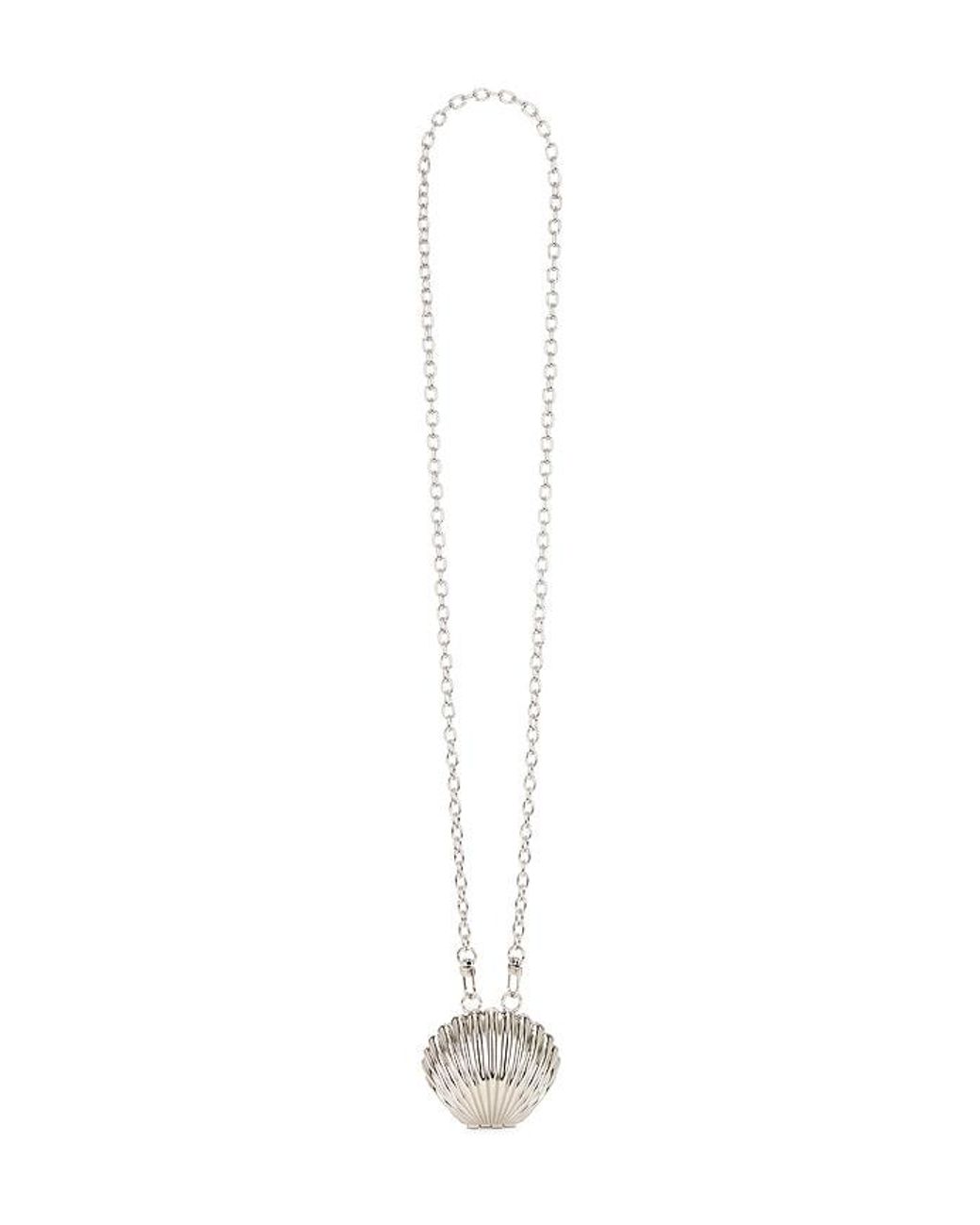 petit moments White Shell Chain Clutch