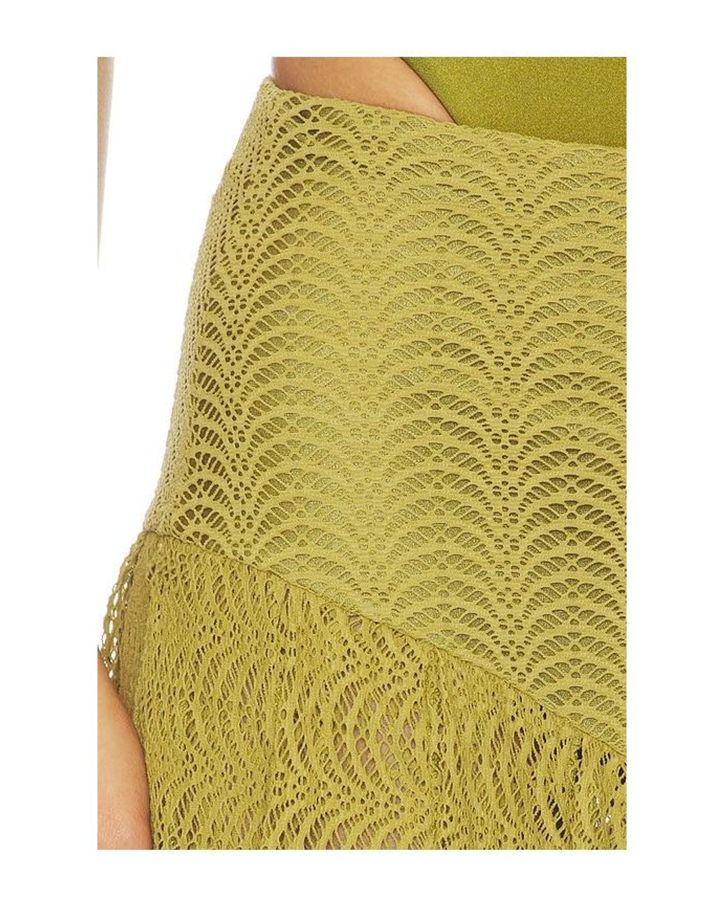 PATBO Green Petal Sheen Mesh Maxi Skirt