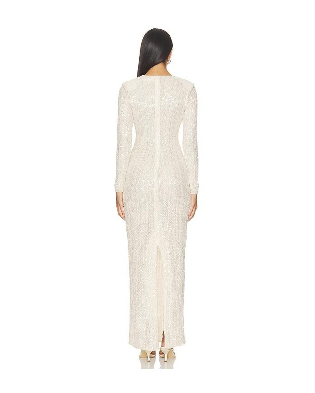 PATBO White Lara Crochet Plunge Maxi Dress