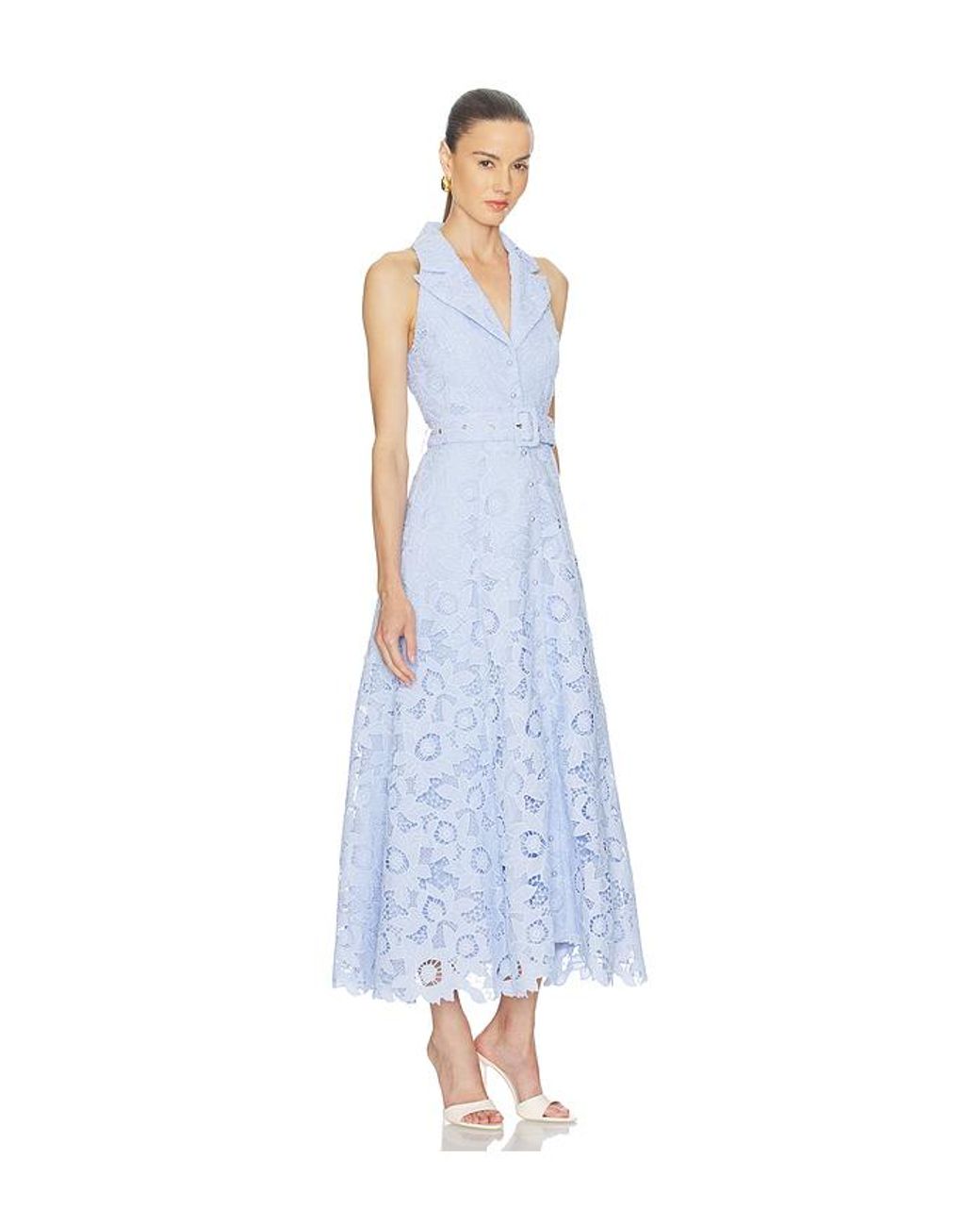 Elliatt White Lacy Collared Maxi Dress