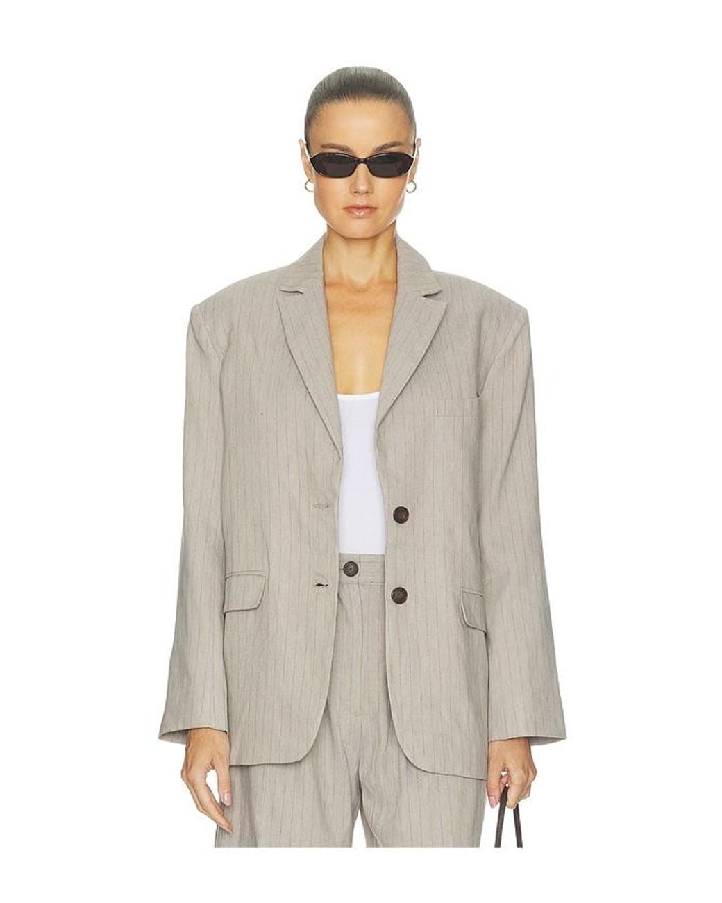Anine Bing White Quinn Blazer