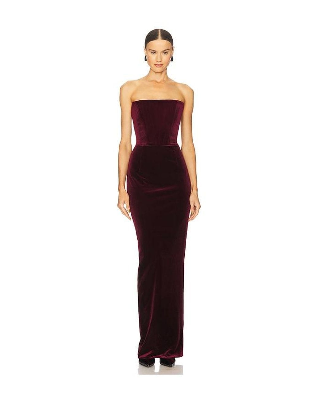 Bronx and Banco Red Florentina Strapless Velvet Gown