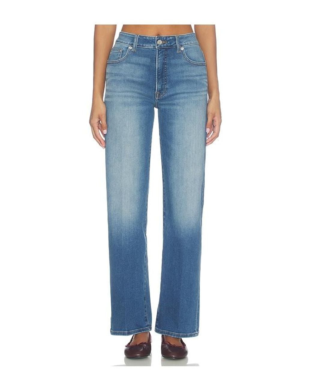 GOOD AMERICAN Blue Soft Tech Good True Straight Jeans