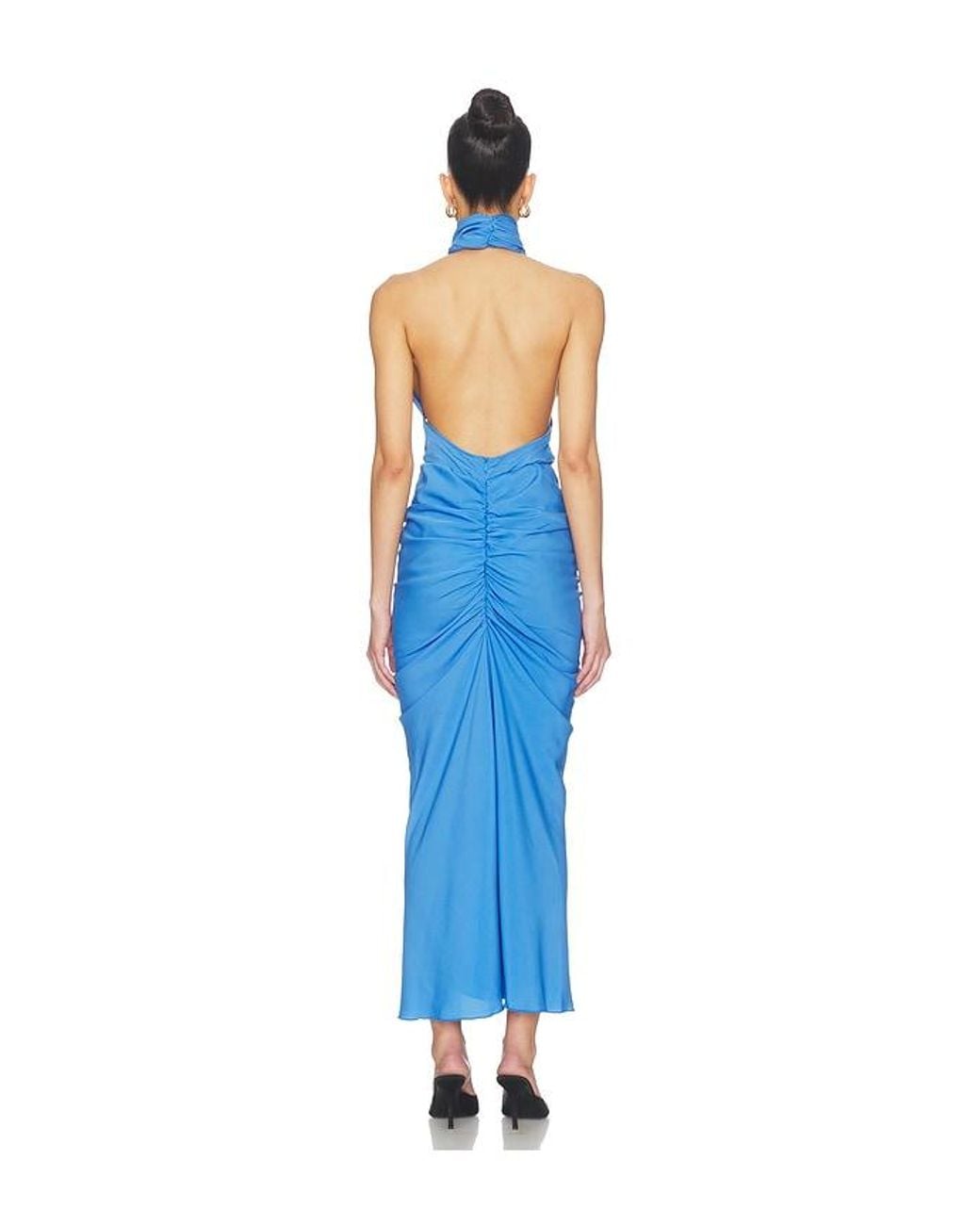 ROWEN ROSE Blue Bow Neck Maxi Dress