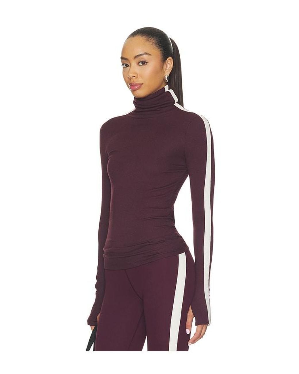 Splits59 Purple Jackson Rib Full Length Turtleneck Top