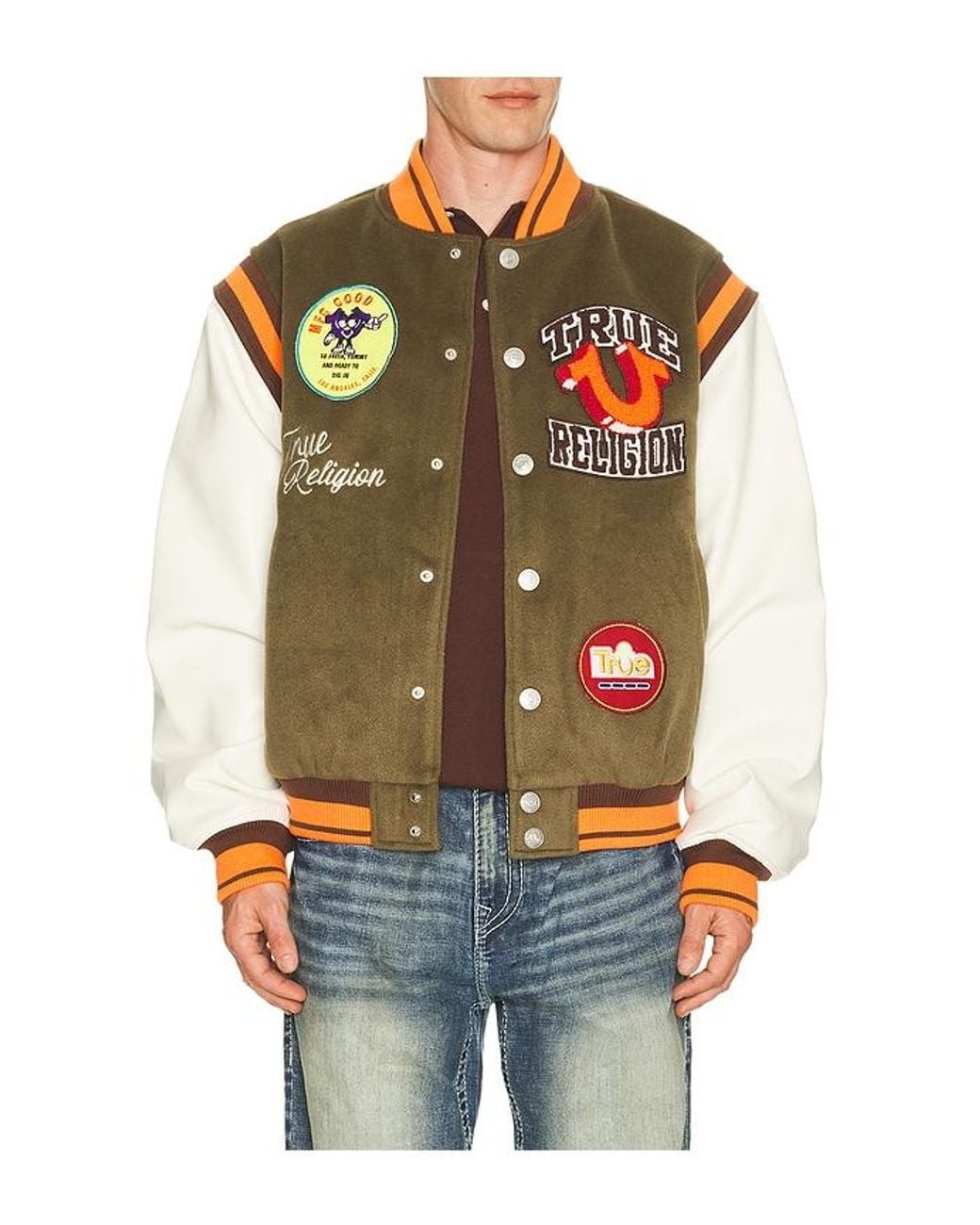 True Religion Multicolor Garden Logo Retro Varsity Jacket for men