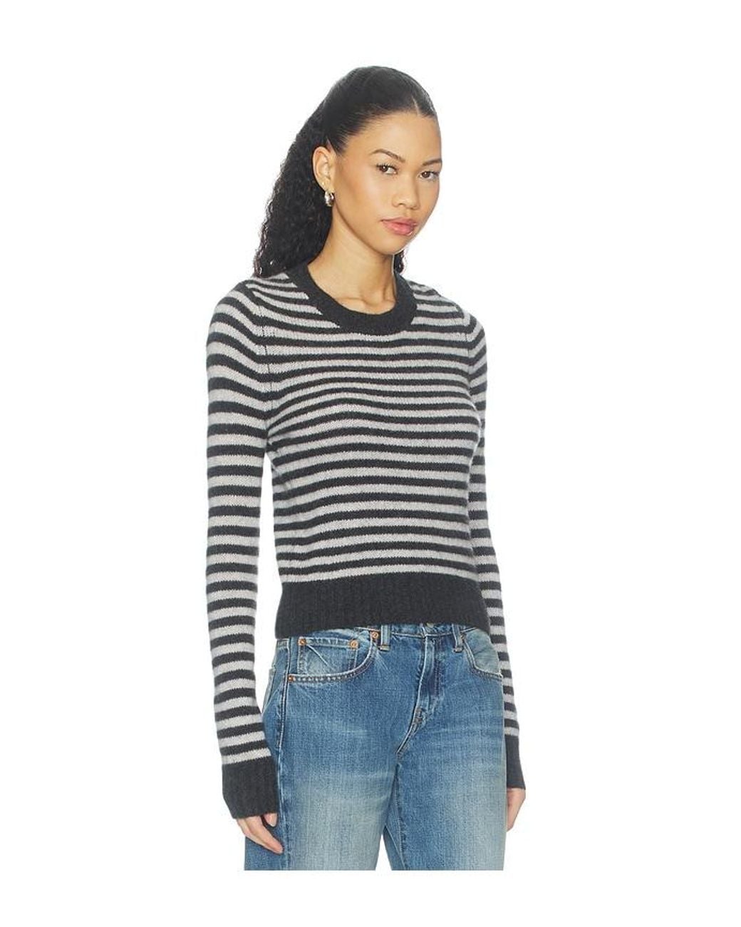 Enza Costa Multicolor Cashmere Shrunken Crewneck Sweater
