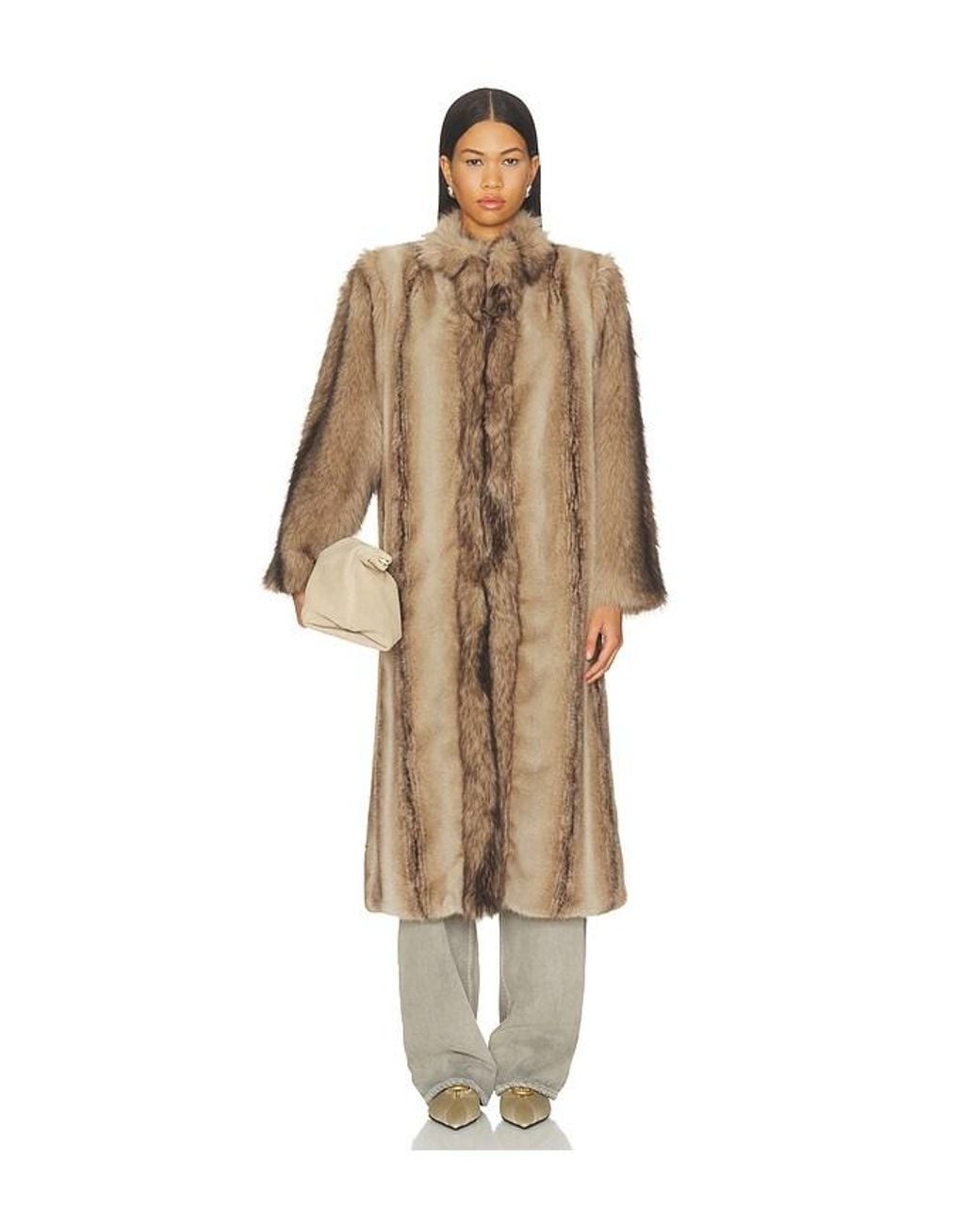 DUCIE Natural Betty Long Fur Coat