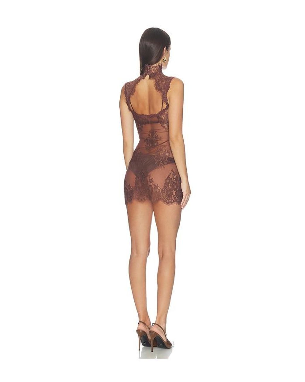 Free People Brown One More Time Mini Slip Dress