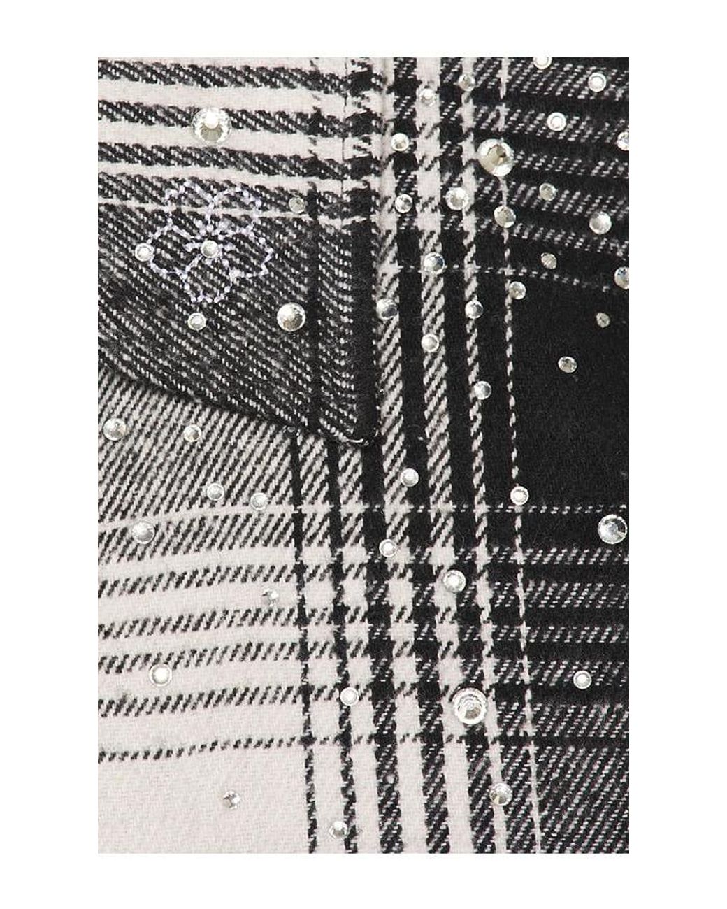 Ryoko Rain Gray Button Up Rhinestone Flannel for men
