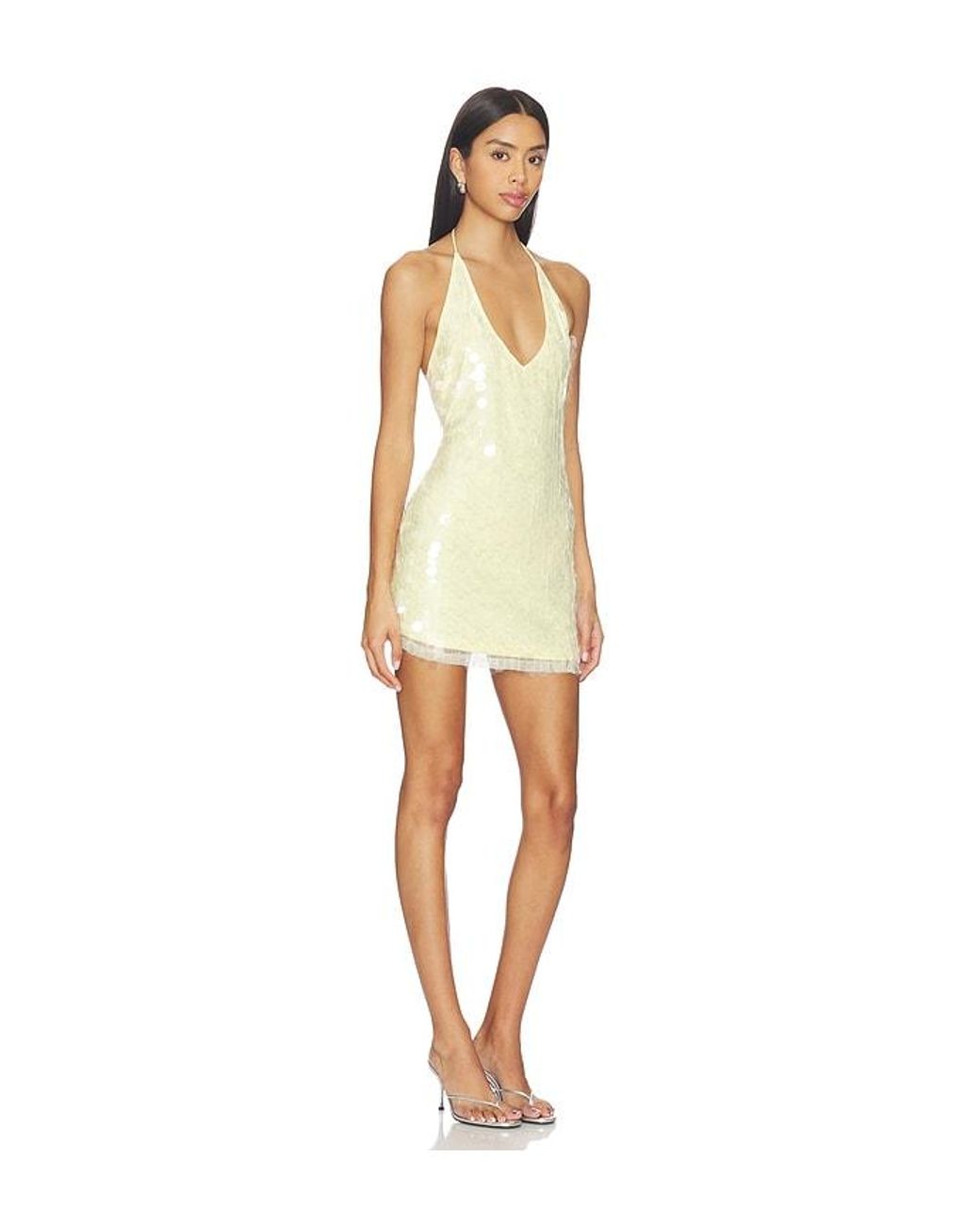 SNDY'S Natural Calena Halter Mini Dress