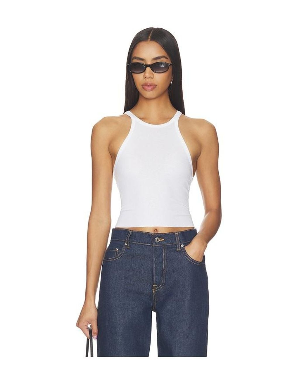 GRLFRND Blue Cropped Racer Tank