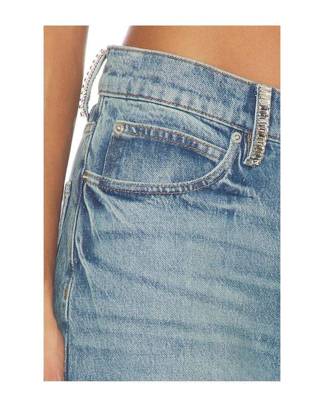 Alexander Wang Blue Float Mid Rise Relaxed Jeans With Crystal Beltloops