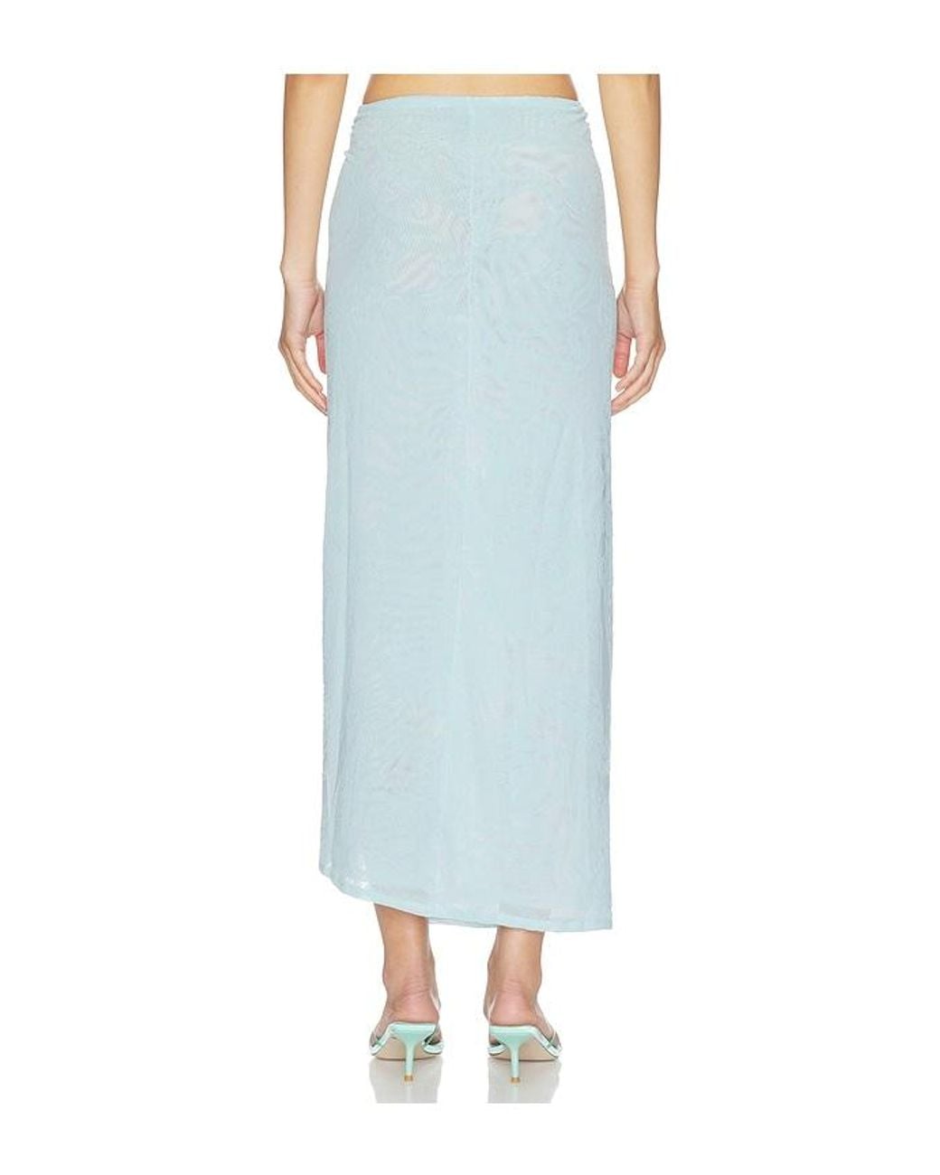 AFRM Blue Lorli Burnout Velvet Skirt