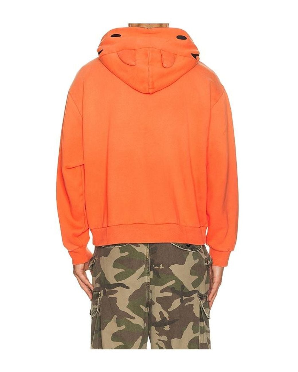 Market Orange Smiley Devil Full Zip Hoodie for men
