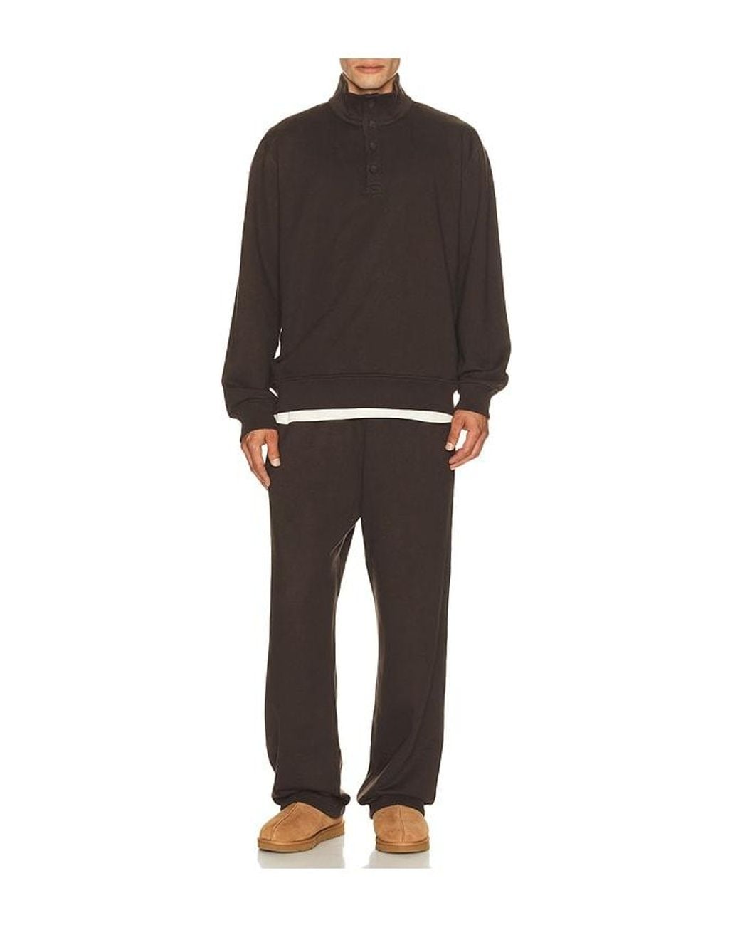 Reigning Champ Gray Midweight Terry Standard Button Mockneck for men