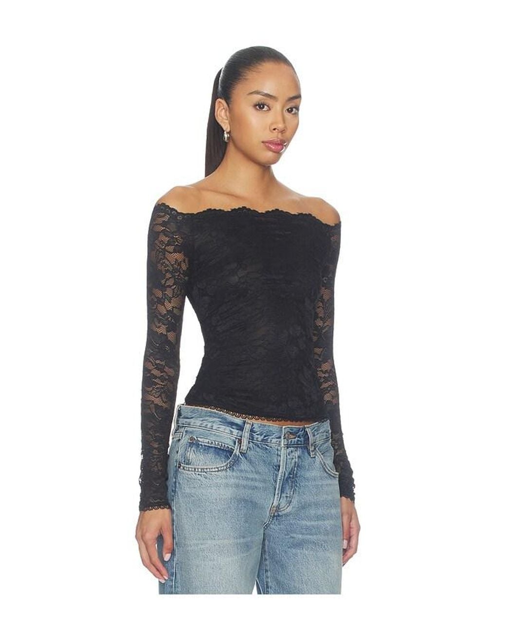 superdown Black Cameron Off Shoulder Top