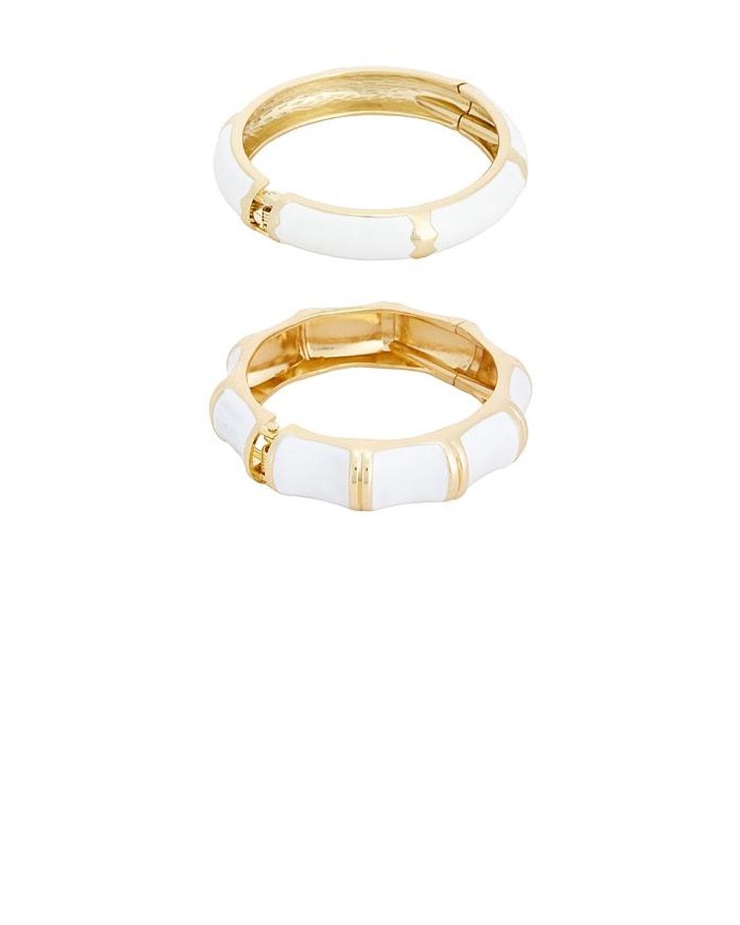 petit moments White Enamel Stripe & Bamboo Set Of 2 Cuff