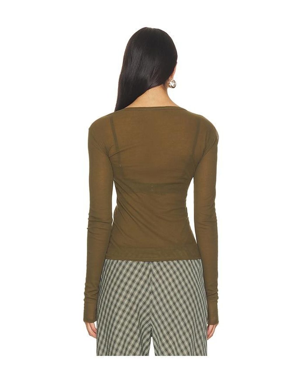WAO Green Crew Neck Long Sleeve Tee