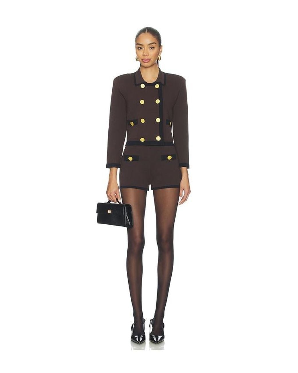 L'Agence Black 'Agence Lumi Trim Knit Micro Short