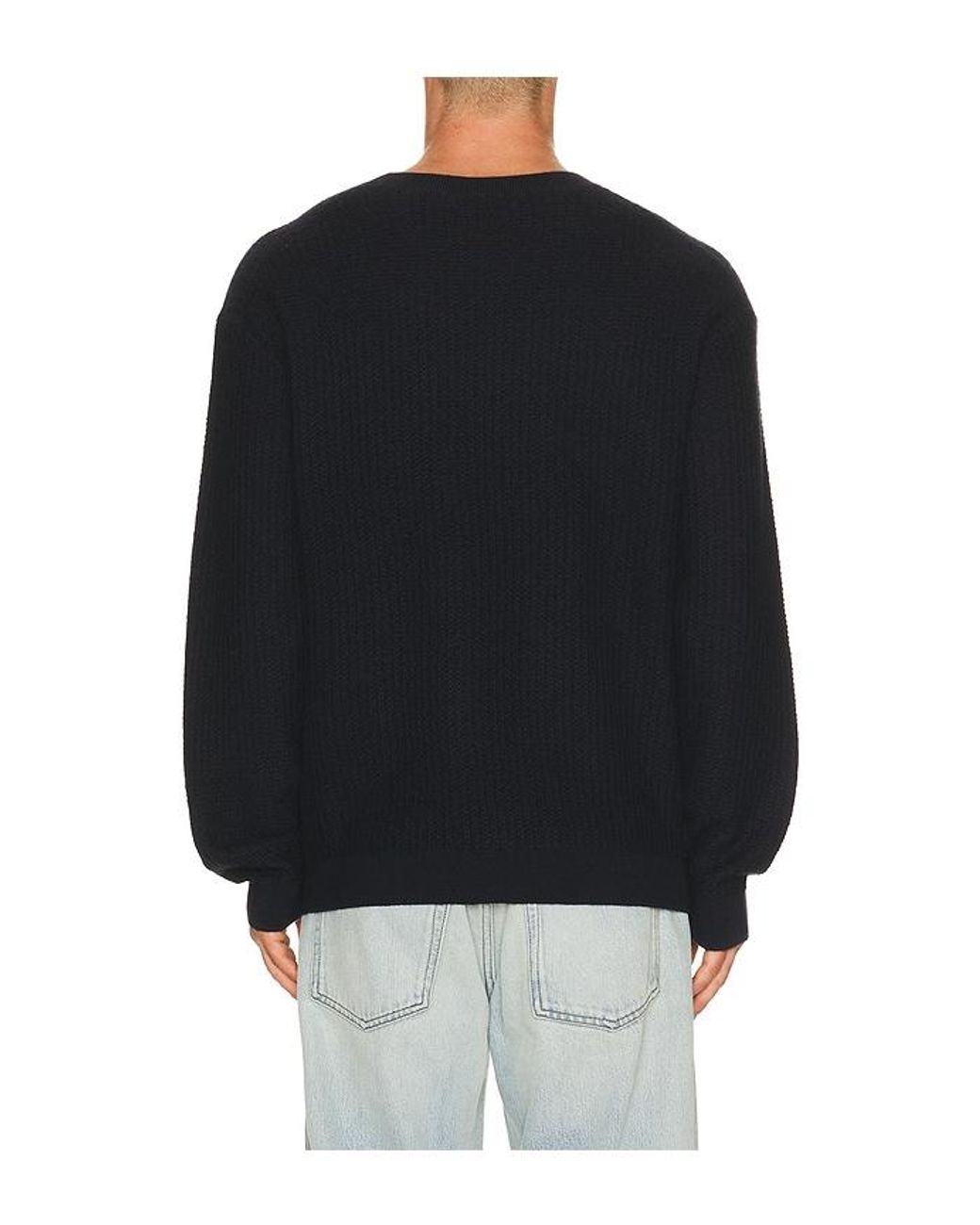 FRAME Black Textured Crewneck Sweater for men