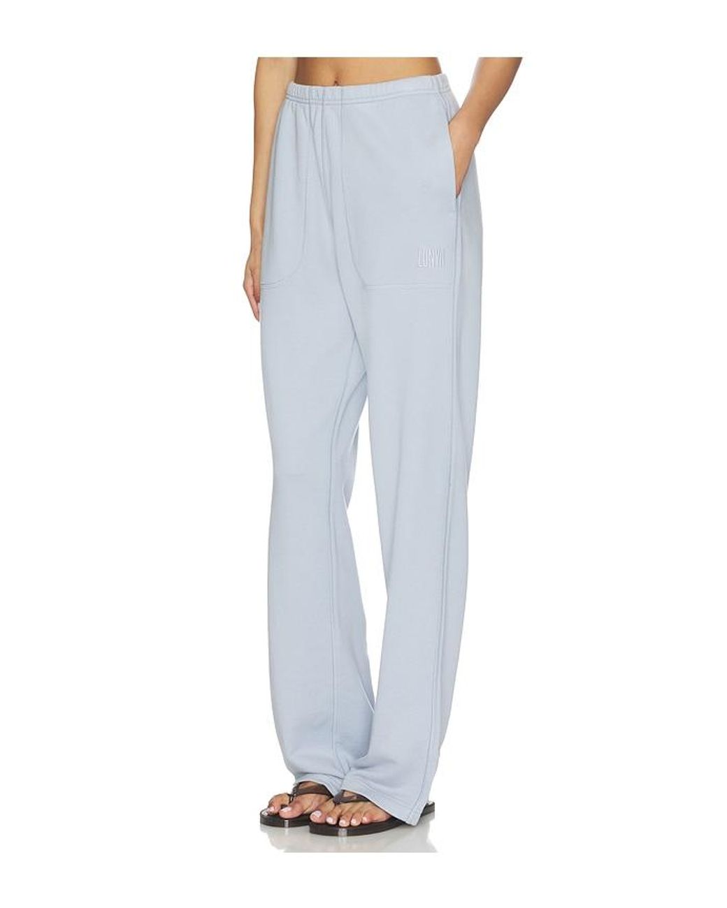 Lunya White Silksweats Lightweight Reversible Straight Leg Pant