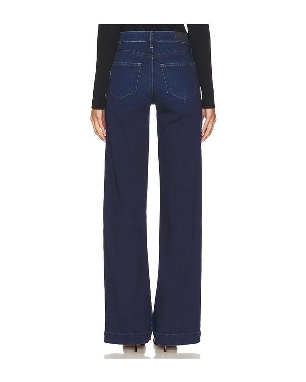 PAIGE Blue Leena Petite Wide Leg Jeans