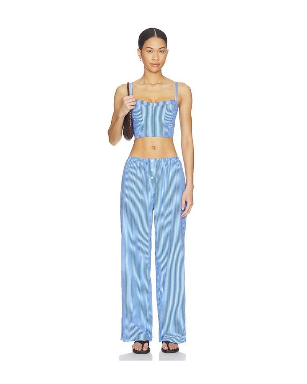 GOOD AMERICAN Blue Poplin Pull On Pants