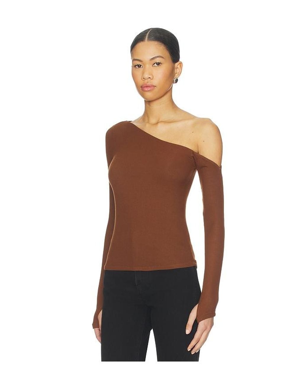 Michael Lauren Black Magdaleno Asymmetrical Cold Shoulder Top